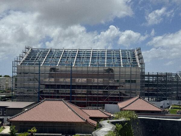 東のアザナより素屋根解体過程 