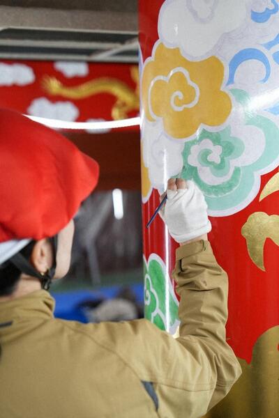 漆塗装(雲 中塗り （青・緑）)