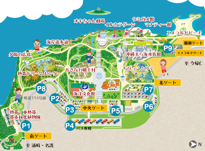 海洋博公園の駐車場はすべて無料です！